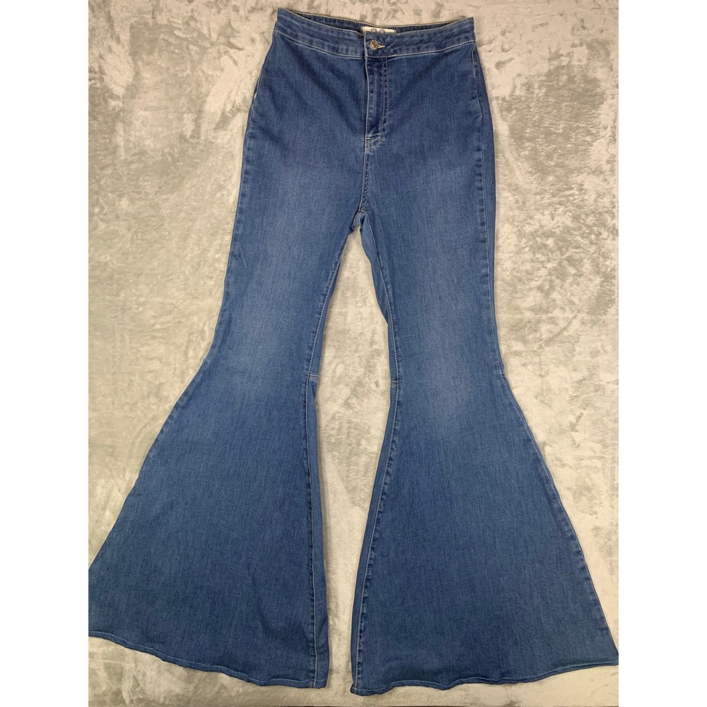 We The Free Just Float On Flare Jeans Blue Denim Bell Bottom 29 Hemmed 27"x32.5"